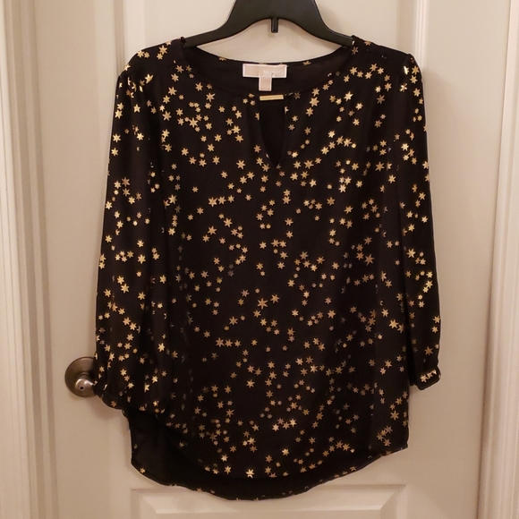 Michael Kors Tops - Lovely Michael Kors Blouse Gold Black Stars, Large